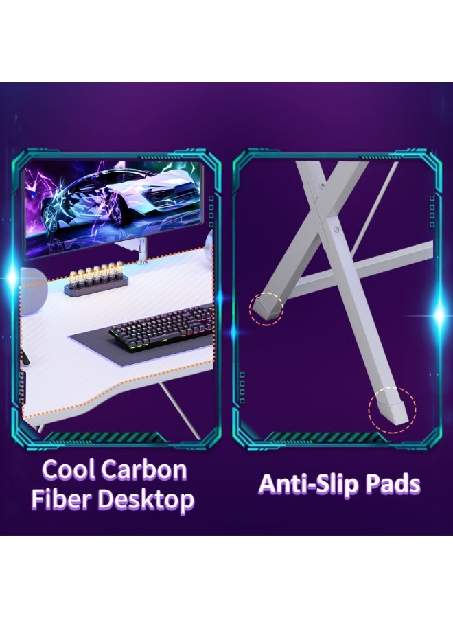 SHEIDLIN طاولة ألعاب مصممة وفق مبادئ علم الإنسان، وطاولة كمبيوتر بمقاسين مختلفين، وطاولة مكتب منزلية مزودة بإمكانية إدارة الكابلات، مثالية لاستخدامها في محطات العمل الإلكترونية من الألياف الكربونية في المساحات المحدودة. - Image 4